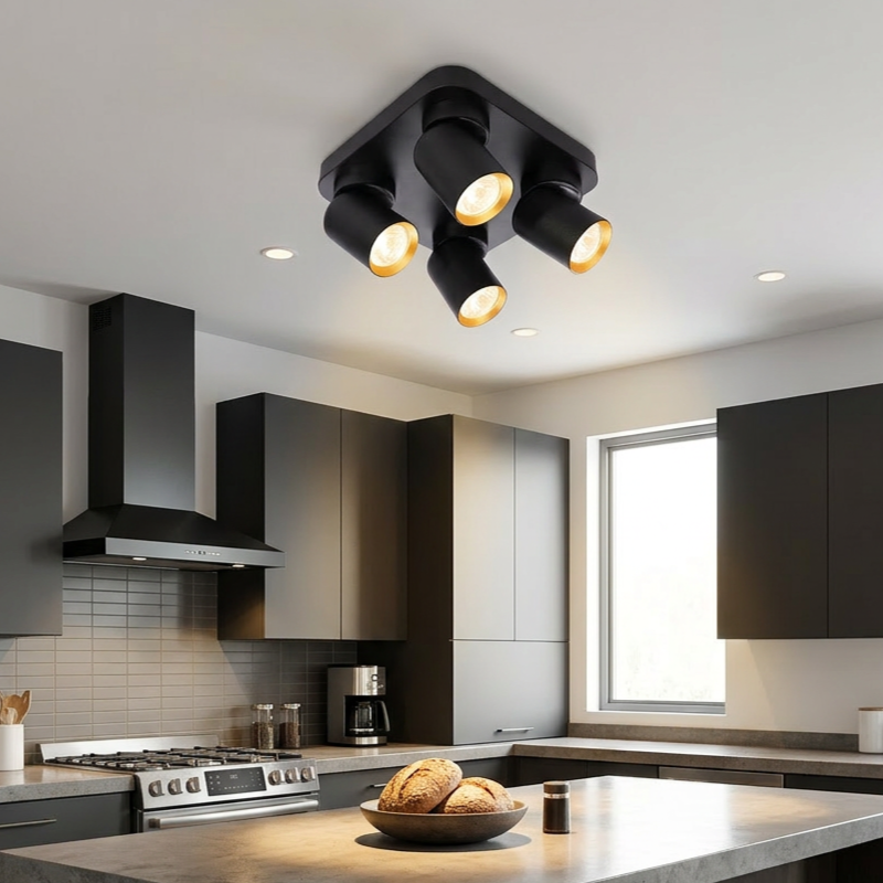 Lustra Andy Premium Black & Gold cu 4 Spoturi Reglabile