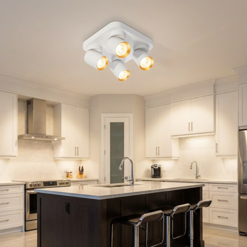 Lustra Andy Premium White & Gold cu 4 Spoturi Reglabile