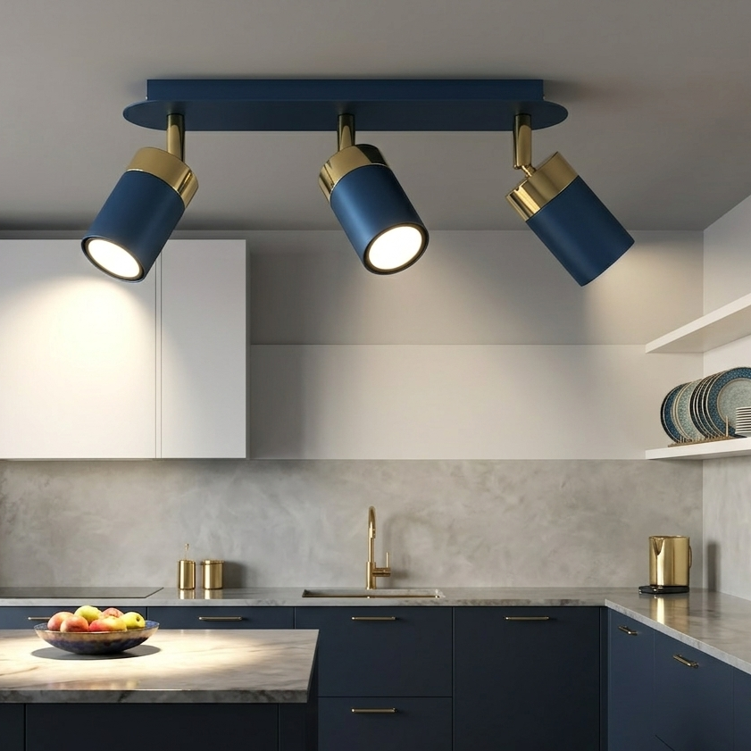 Lustra Joker Premium Dark Blue & Gold cu 3 Spoturi Reglabile