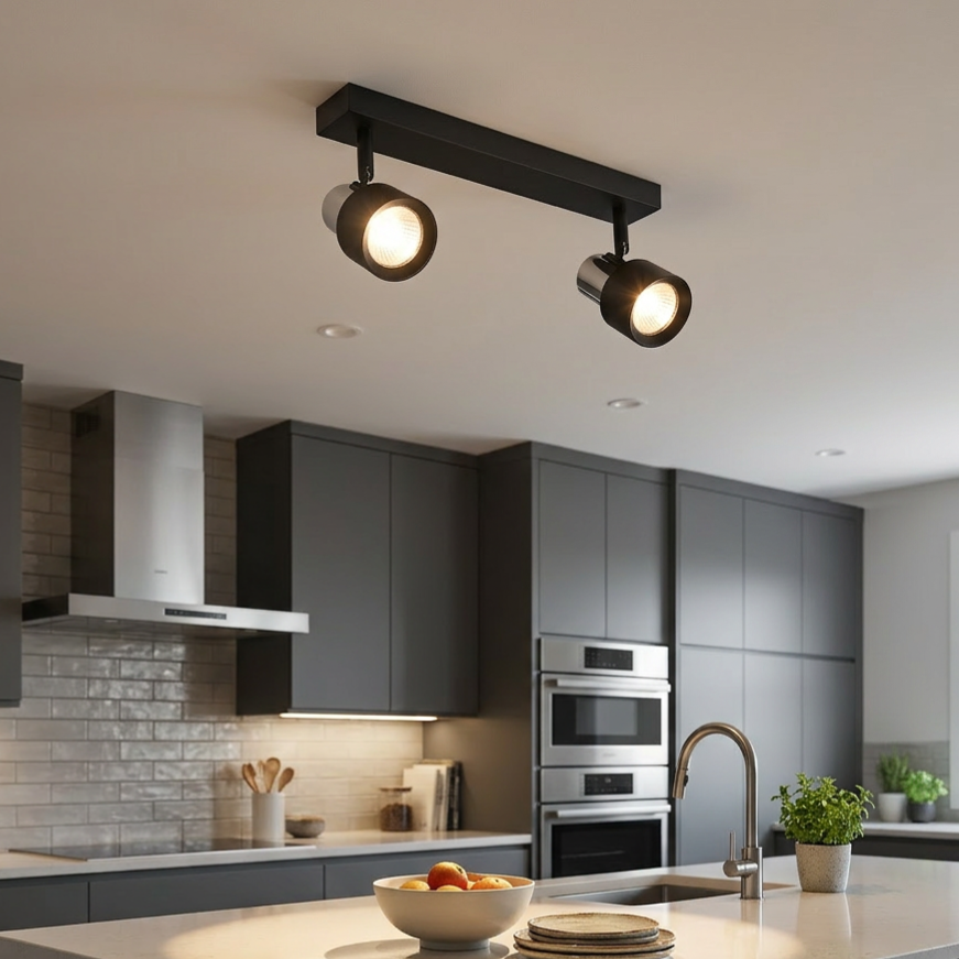 Lustra Cino Premium Black & Silver cu 2 Spoturi Reglabile