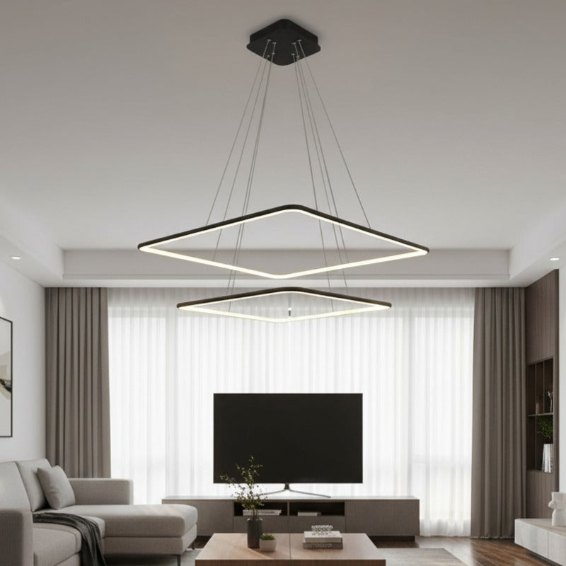 Lustra LED Suspendata Nix Black Premium cu 2 Segmente Reglabile Echivalent 350W