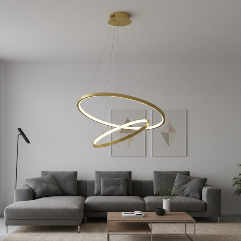 Lustra LED Suspendata Hoop Gold Premium 2 Segmente Reglabile Echivalent 300W