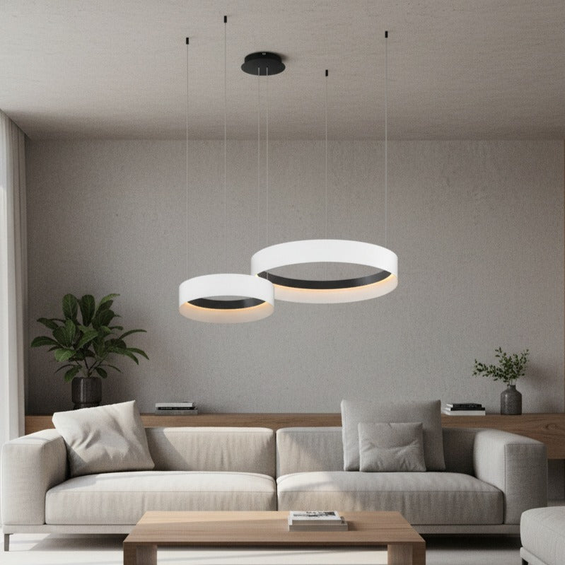 Lustra LED Suspendata Orbita White & Black Premium Echivalent 450W