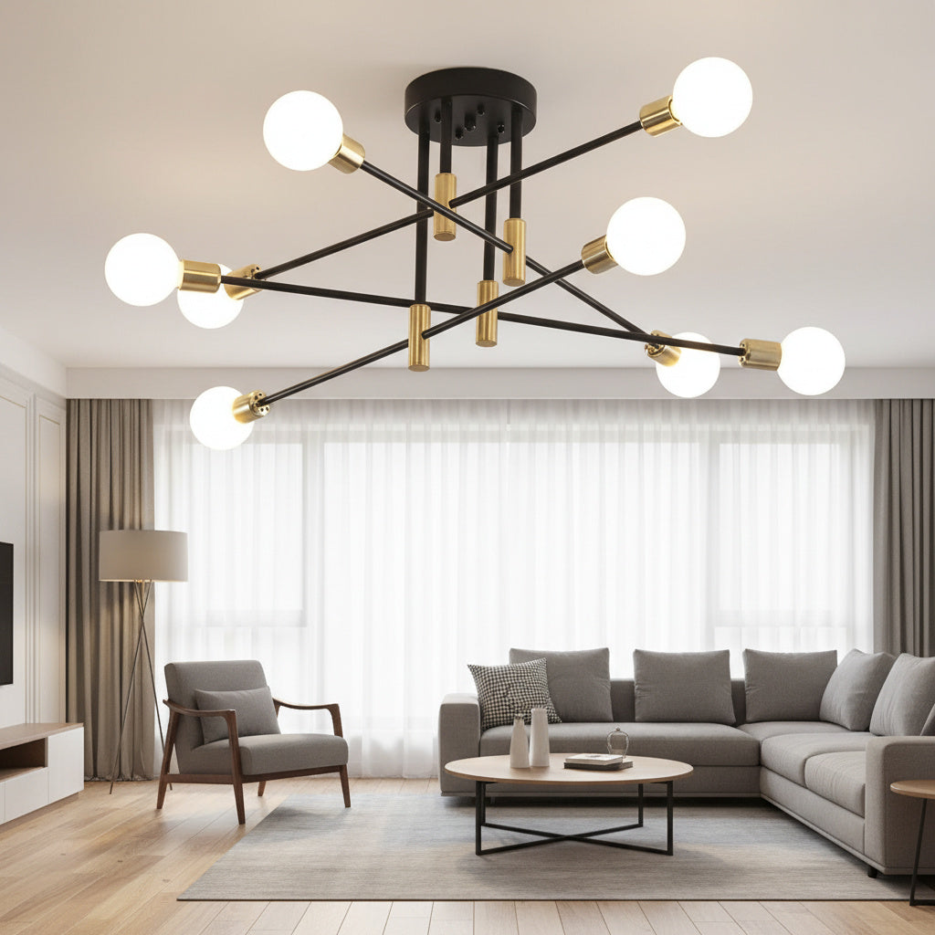 Lustra Minimalist Design 8xE27 Black+Gold 6038/8