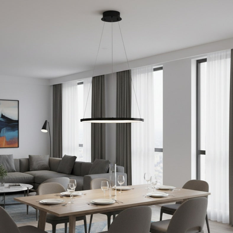 Lustra LED Suspendata Hoop Black Premium 1 Segment Reglabil Echivalent 150W
