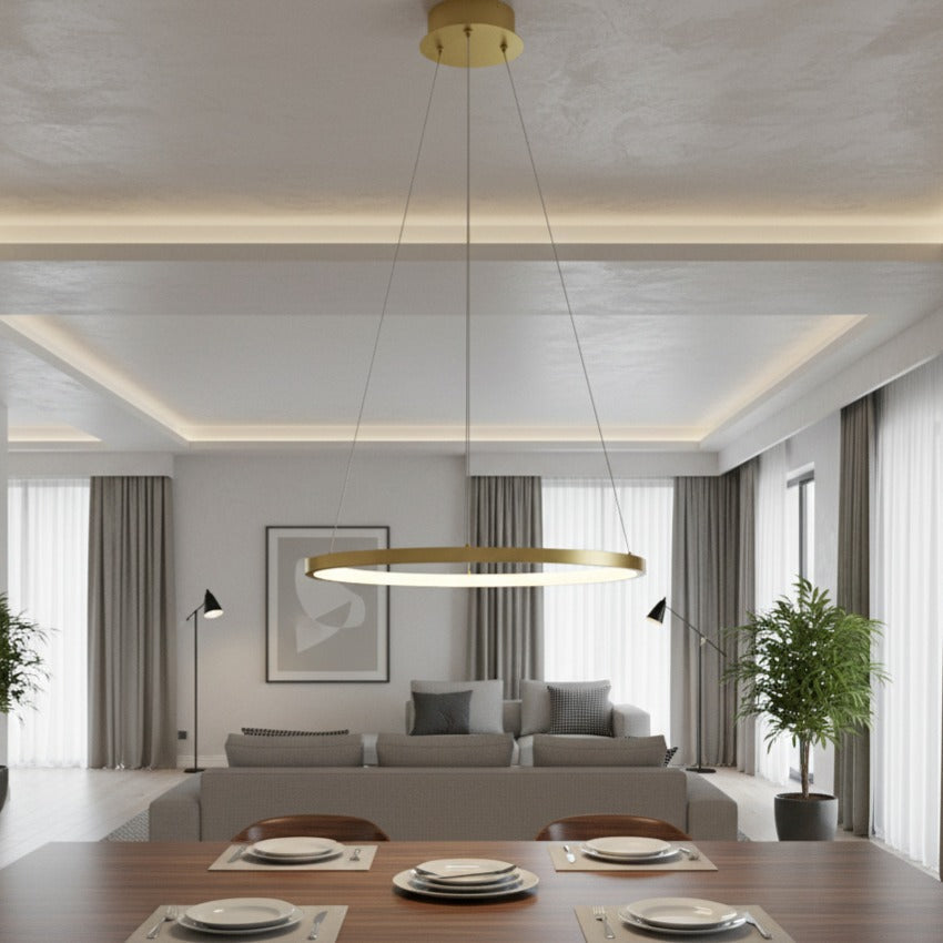 Lustra LED Suspendata Hoop Gold Premium 1 Segment Reglabil Echivalent 150W