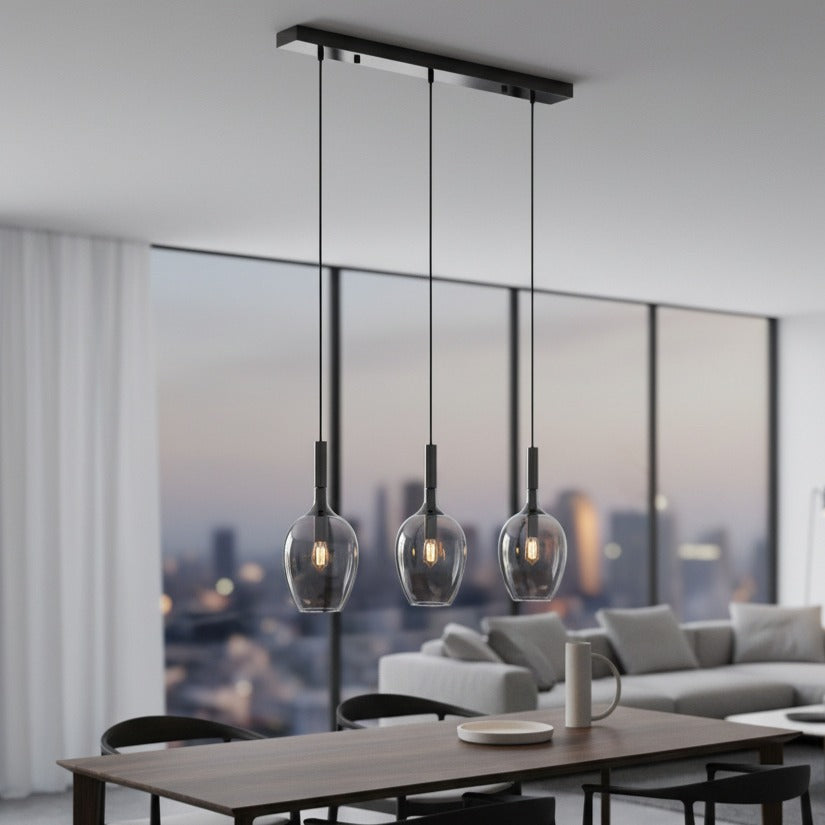 Lustra Suspendata Lugano Black & Silver Premium 3xE14