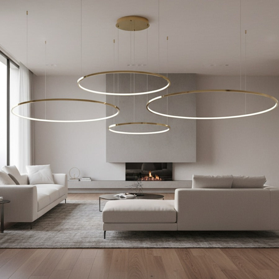 Lustra LED Suspendata Saturno Gold Premium cu 4 Segmente Echivalent 550W