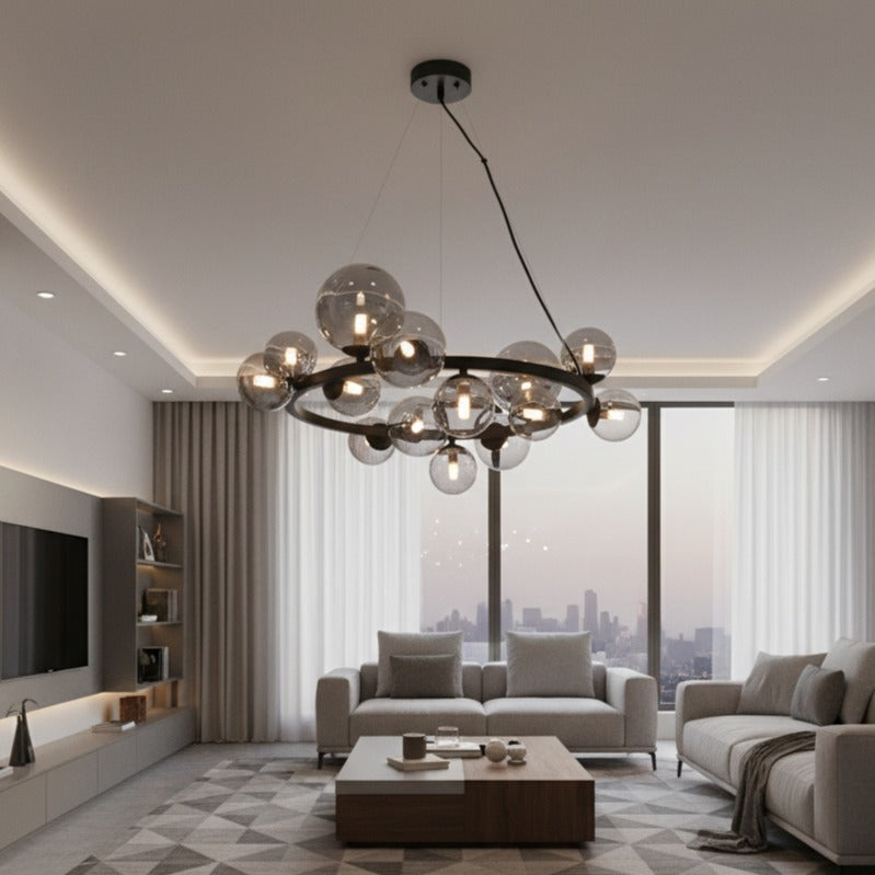 Lustra Suspendata Mila Black Premium Abajur 14xG9