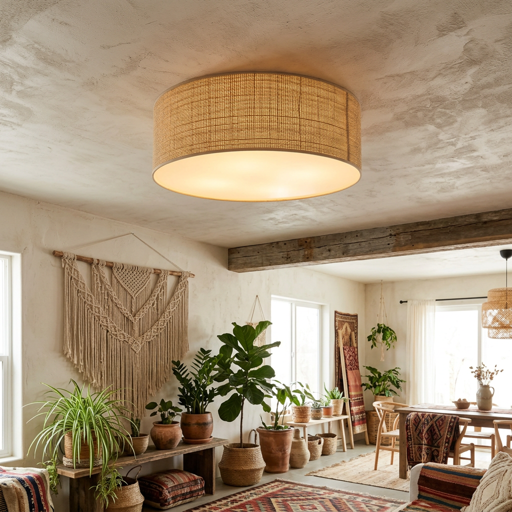 Plafonieră Marshall Rotunda White Rattan Premium