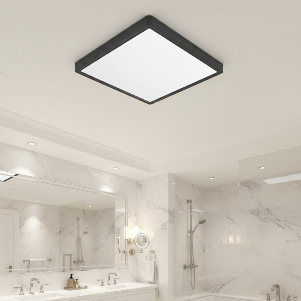 Plafoniera LED Zetta 23x23CM Neagra IP40 3 Lumini Echivalent 160W