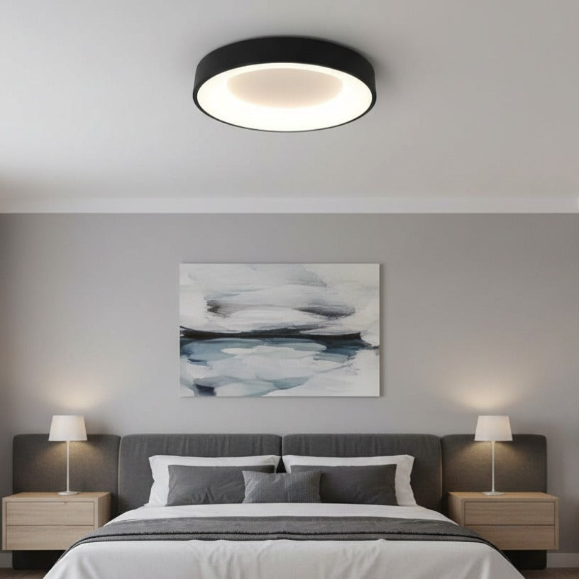 Plafoniera LED LIND Neagra Rotunda 48CM Lumina Rece Echivalent 300W