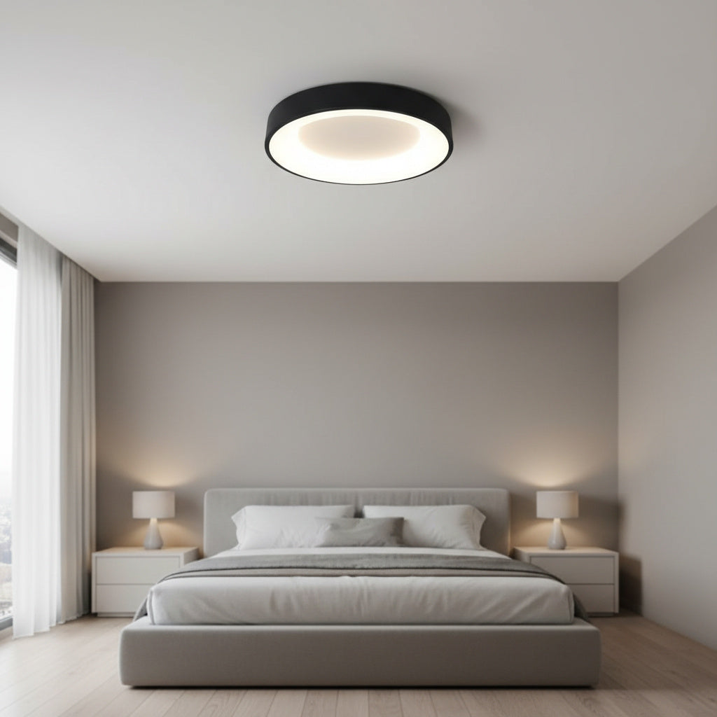 Plafoniera LED LIND Neagra Rotunda 48CM Lumina Rece Echivalent 300W