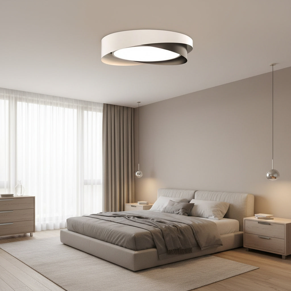 Lustra LED MEBO Circle Black & White Echivalent 400W Telecomanda