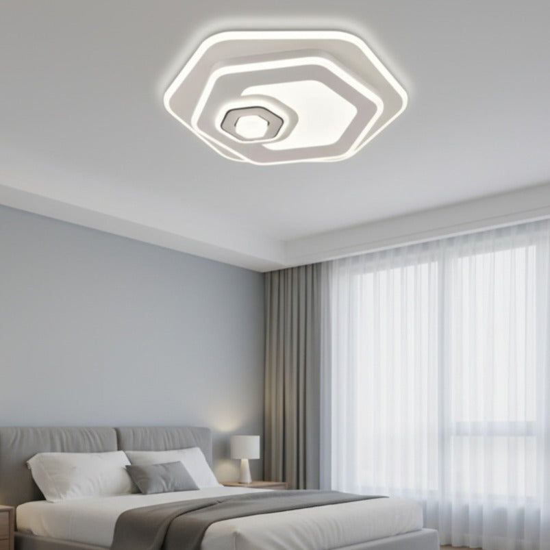 LUSTRA LED YURO Hexagon White Echivalent 350W Telecomanda