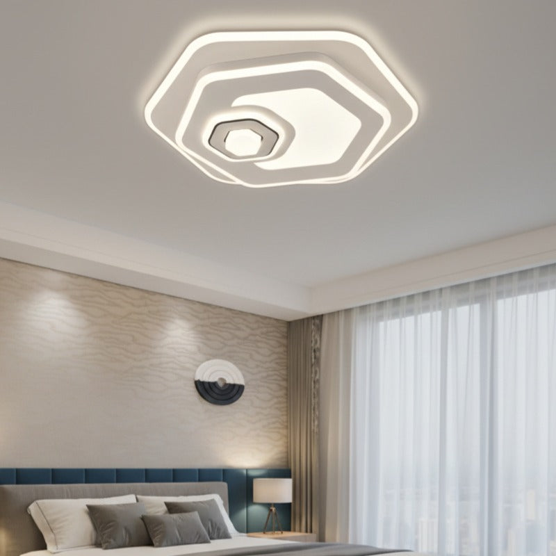 LUSTRA LED YURO Hexagon White Echivalent 350W Telecomanda