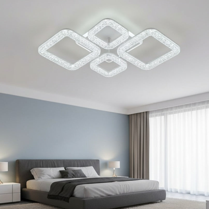 Lustra LED Sparkle 4 Squares RGB Echivalent 400W Telecomanda