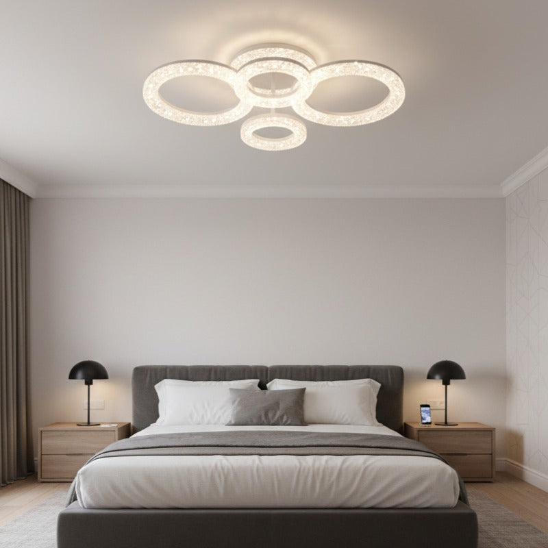 Lustra LED Sparkle 4 Circles RGB Echivalent 400W Telecomanda