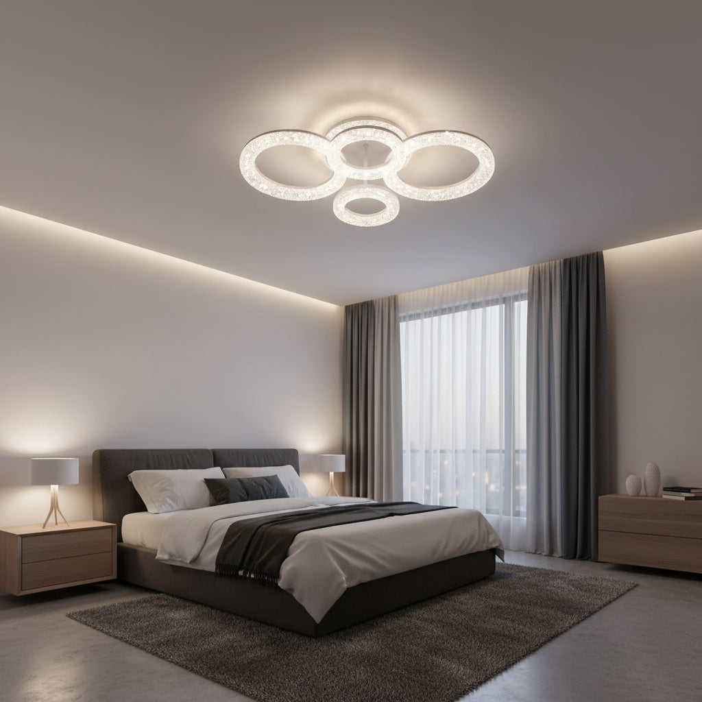 Lustra LED Sparkle 4 Circles RGB Echivalent 400W Telecomanda