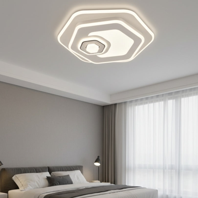 LUSTRA LED YURO Hexagon White Echivalent 350W Telecomanda