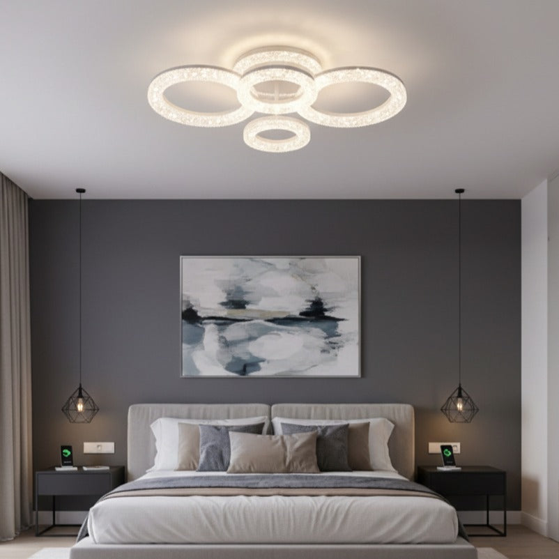 Lustra LED Sparkle 4 Circles RGB Echivalent 400W Telecomanda