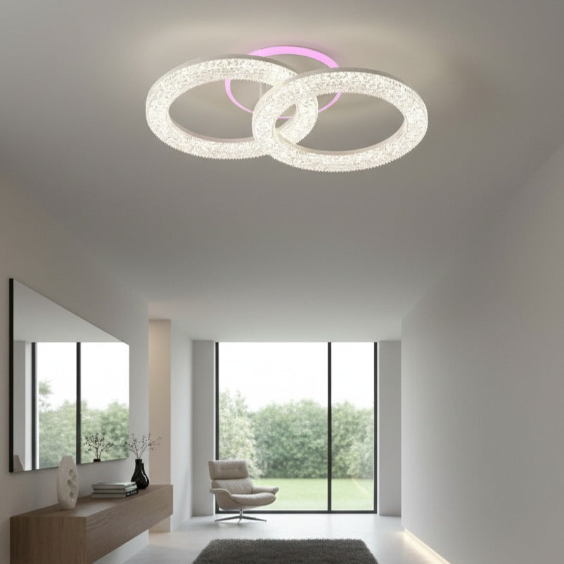 Lustra LED Sparkle 2 Circles RGB Echivalent 250W Telecomanda