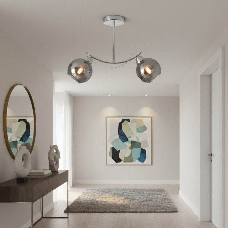 Lustra Connor Abajur Argintiu 2xE27 Silver