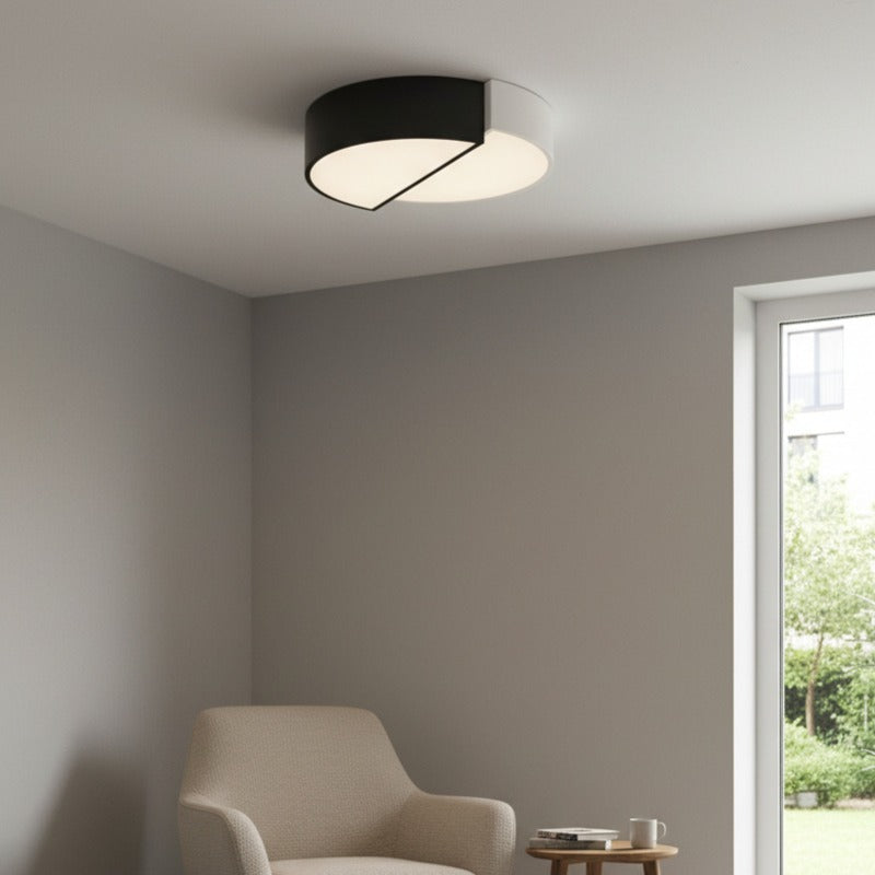 Lustra LED Half White & Black 42CM Echivalent 200W