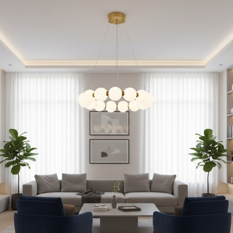 Lustra LED Suspendata Gold PEARL Echivalent 200W Telecomanda