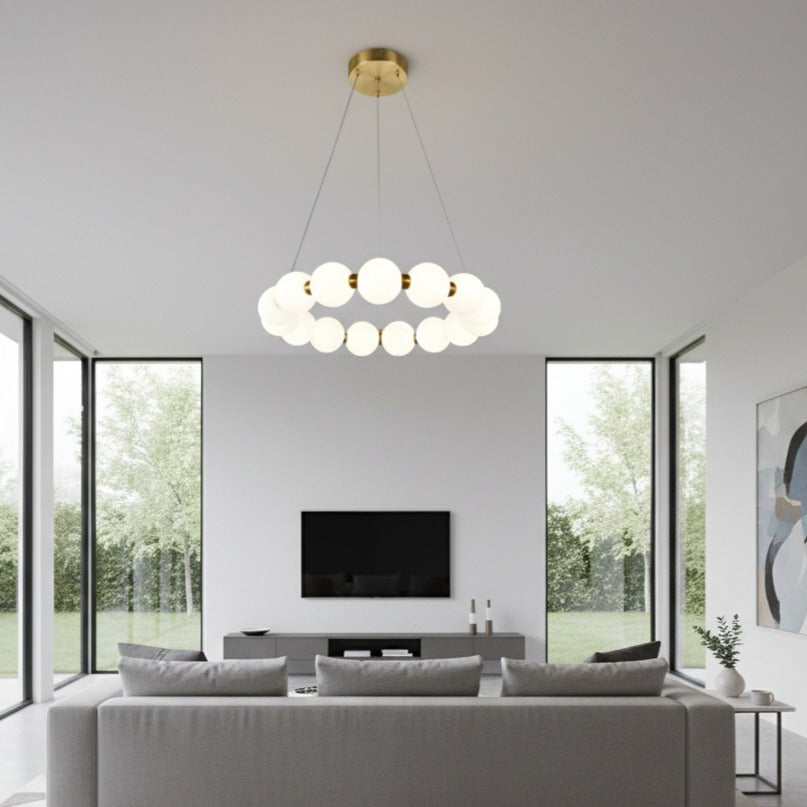 Lustra LED Suspendata Gold PEARL Echivalent 200W Telecomanda