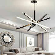 Lustra LED Geometric Black LINES Suspendata Echivalent 400W Telecomanda