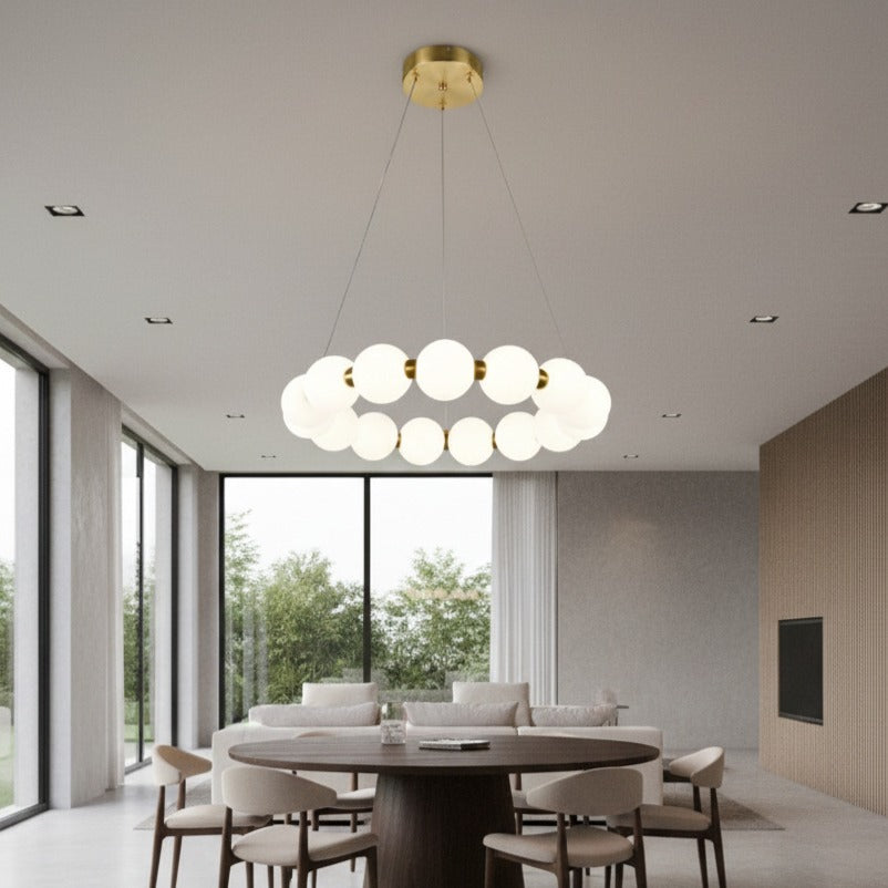 Lustra LED Suspendata Gold PEARL Echivalent 200W Telecomanda