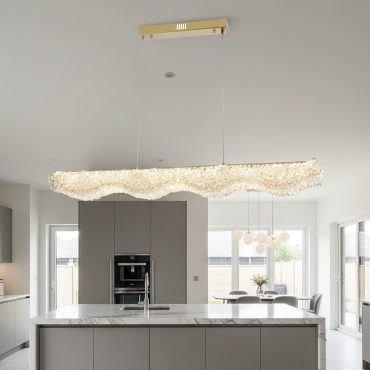 Lustra LED Suspendata Sponge Line Gold Cristal Echivalent 400W