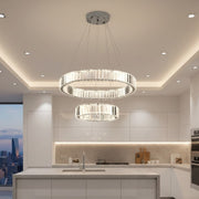 Candelabru LED Cristal REGAL Silver 2 Segmente 55+35CM Telecomanda