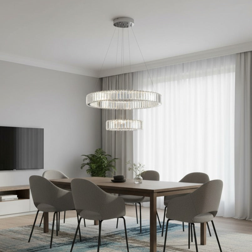 Candelabru LED Cristal REGAL Silver 2 Segmente 55+35CM Telecomanda