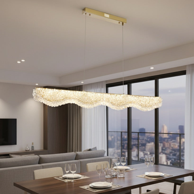 Lustra LED Suspendata Sponge Line Gold Cristal Echivalent 400W