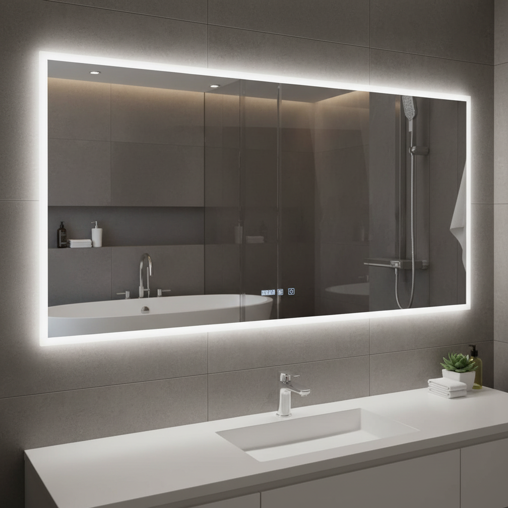 Oglinda LED VIONNA 120x80CM Functie Dezaburire, Ceas, Touch, 3 Lumini