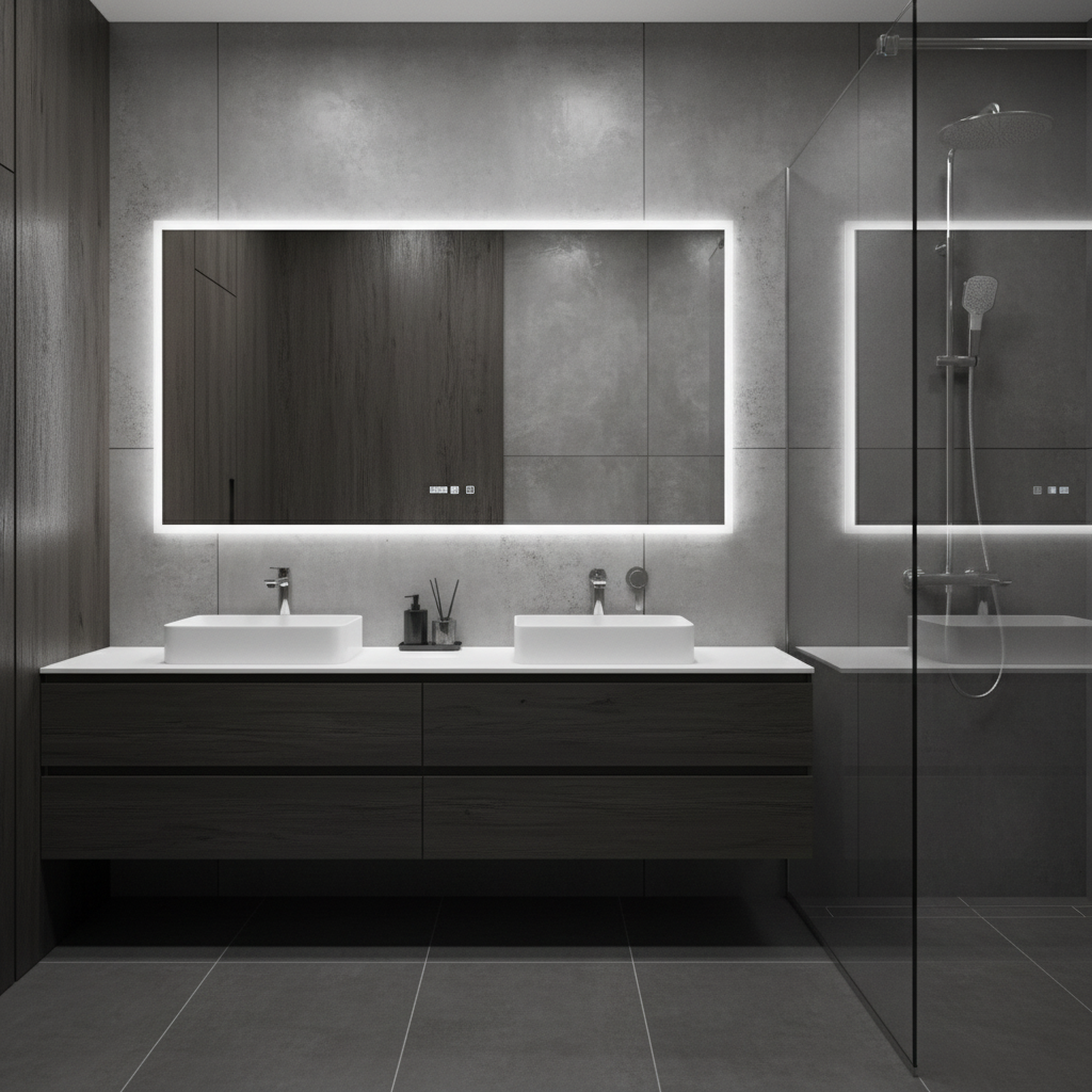 Oglinda LED VIONNA 120x80CM Functie Dezaburire, Ceas, Touch, 3 Lumini