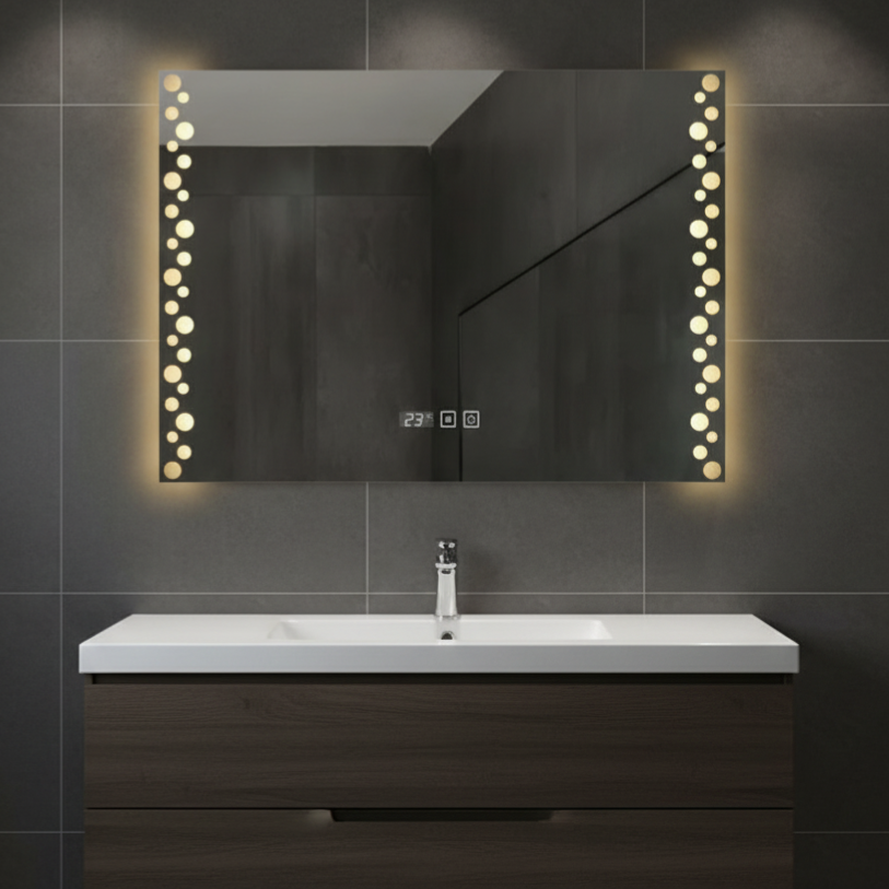 Oglinda LED VIONNA 80x60CM 3 Lumini, Functie Dezaburire, Ceas, Touch