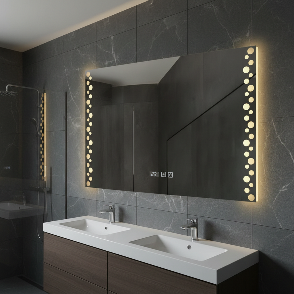 Oglinda LED VIONNA 80x60CM 3 Lumini, Functie Dezaburire, Ceas, Touch