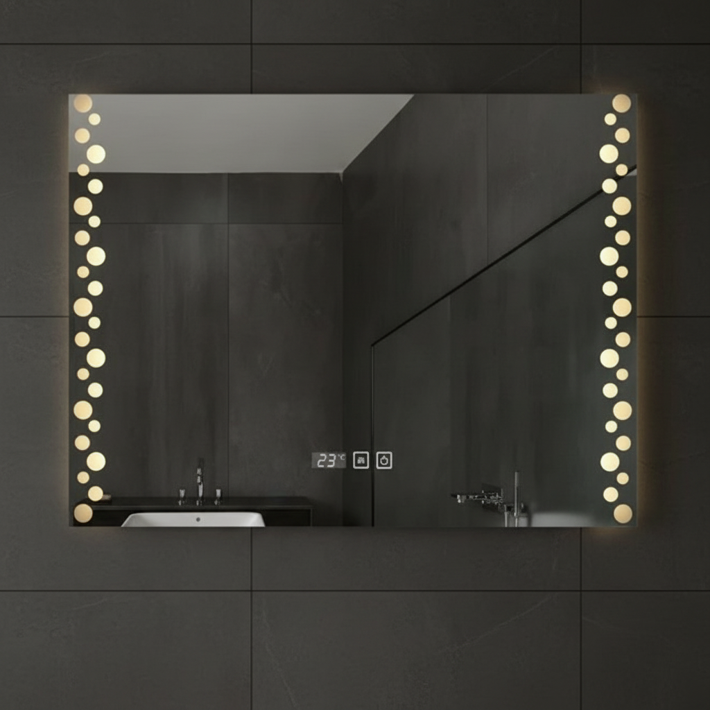 Oglinda LED VIONNA 80x60CM 3 Lumini, Functie Dezaburire, Ceas, Touch