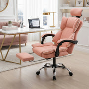 Scaun de Birou Reglabil Roz WF-807 cu Suport Picioare | Piele Ecologica
