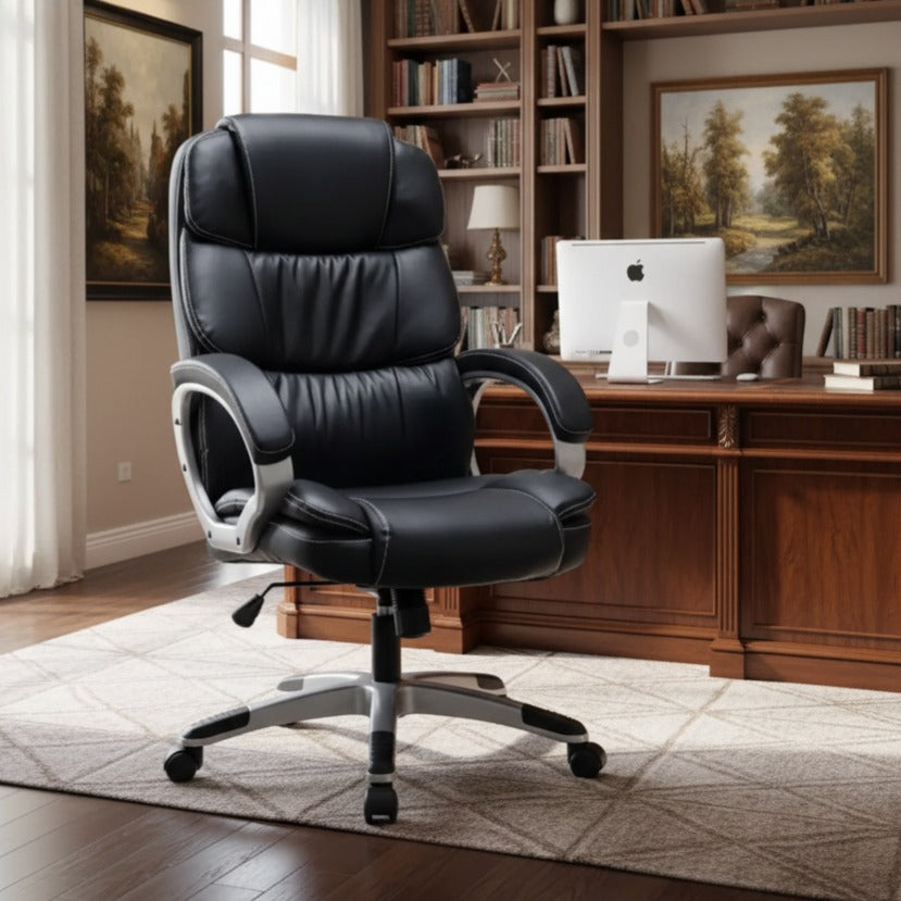 Scaun de Birou Reglabil BOC-325 Piele Ecologica Negru