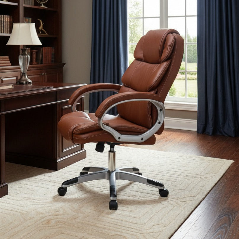 Scaun de Birou Reglabil Boc-325 Piele Ecologica Maro