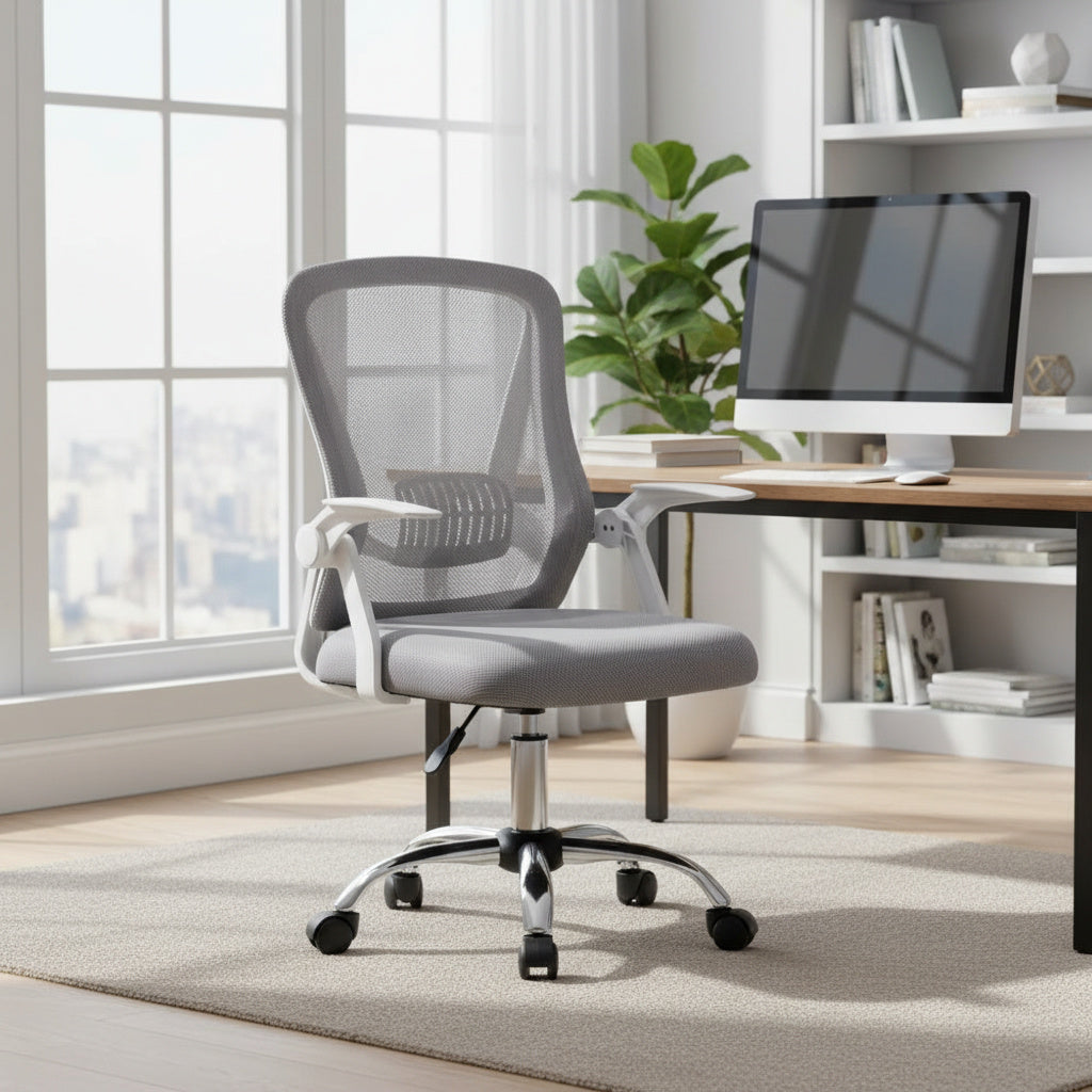 Scaun de Birou Reglabil BOC-101 Alb-Gri