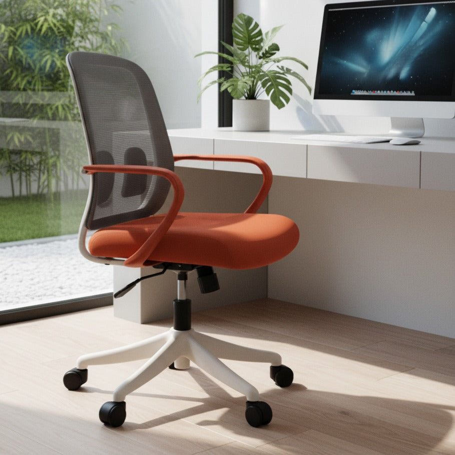 Scaun de Birou Reglabil Ergonomic 8102L Gri-Portocaliu