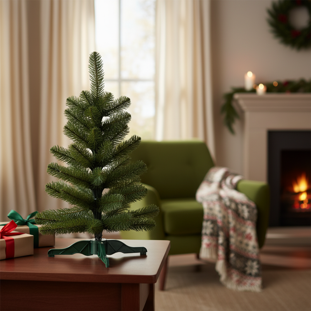 Brad Artificial de Craciun 3D Mini Alpin Verde H60xD36CM