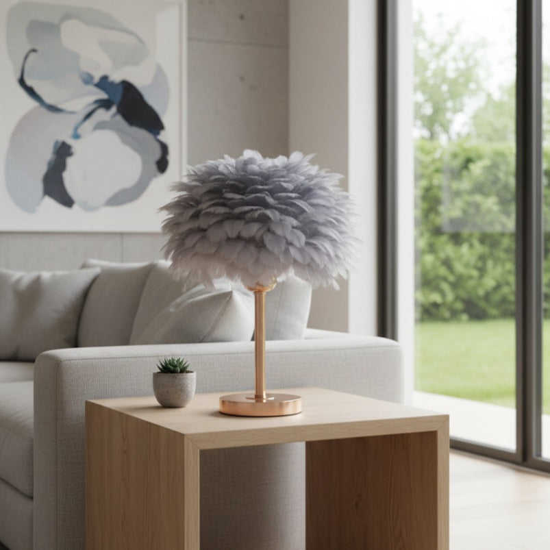 Veioza Neoclasica Nordic Style Feather Albastru Cenusiu