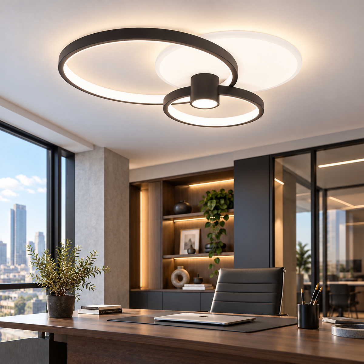 Lustra LED Horus RINGS Black+White 4550lm CCT