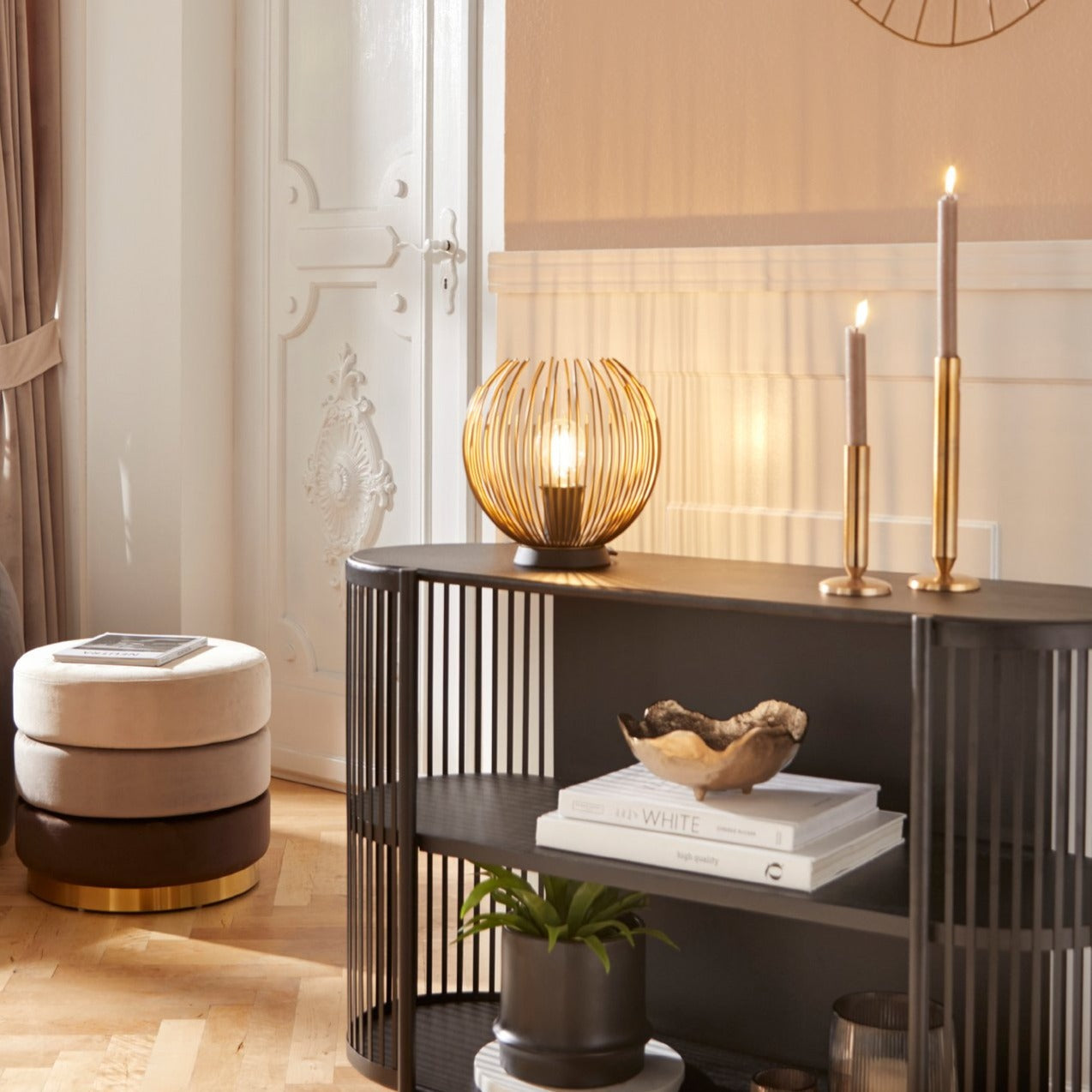 Veioza Decorativa VENEZUELA Black & Gold 23CM